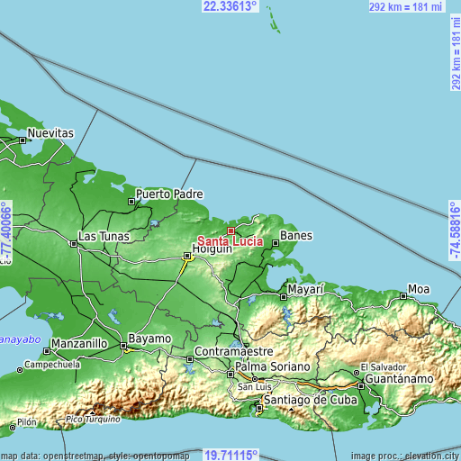 Topographic map of Santa Lucía