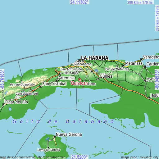 Topographic map of Quivicán