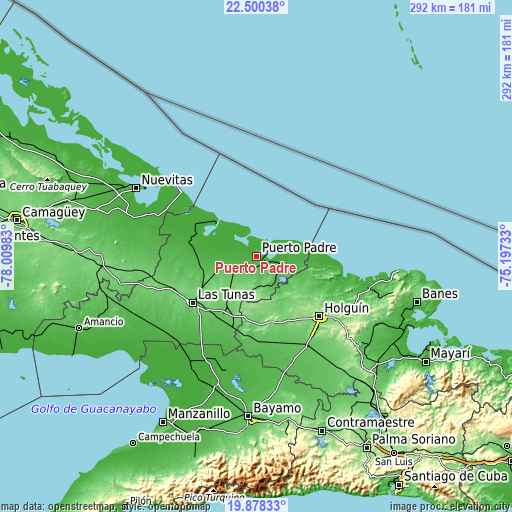 Topographic map of Puerto Padre