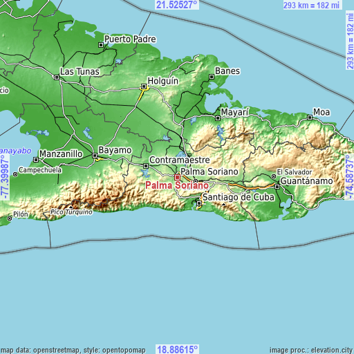 Topographic map of Palma Soriano