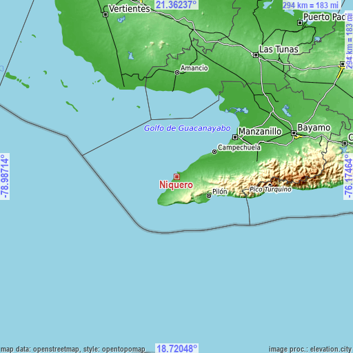 Topographic map of Niquero