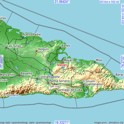 Topographic map of Mayarí