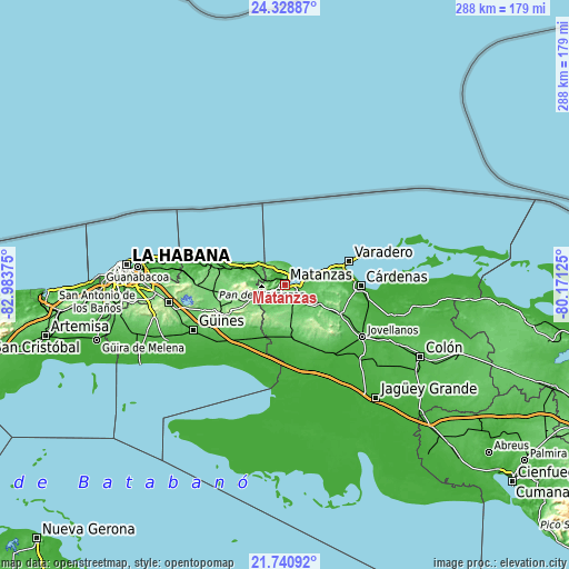 Topographic map of Matanzas