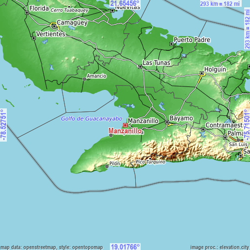 Topographic map of Manzanillo