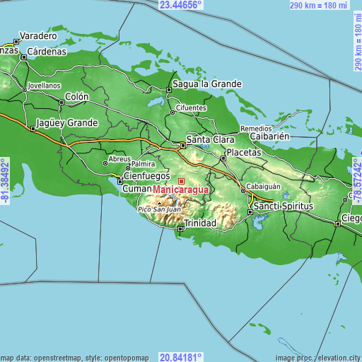 Topographic map of Manicaragua