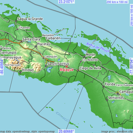 Topographic map of Majagua
