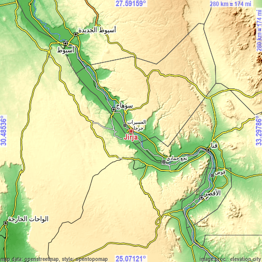 Topographic map of Jirjā