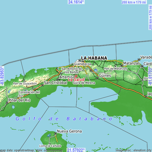 Topographic map of La Salud