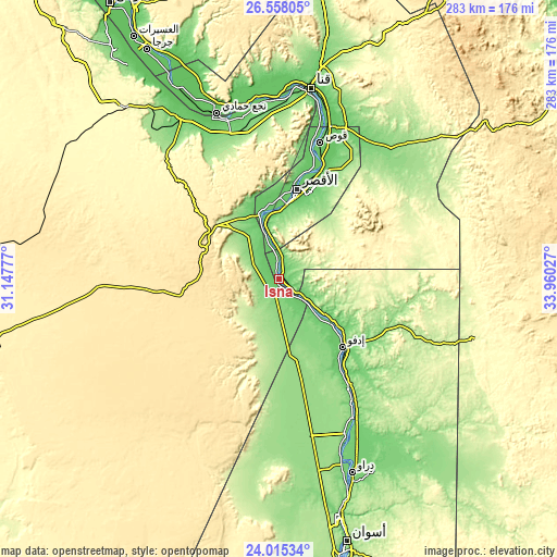 Topographic map of Isnā