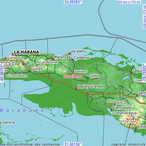 Topographic map of Jovellanos