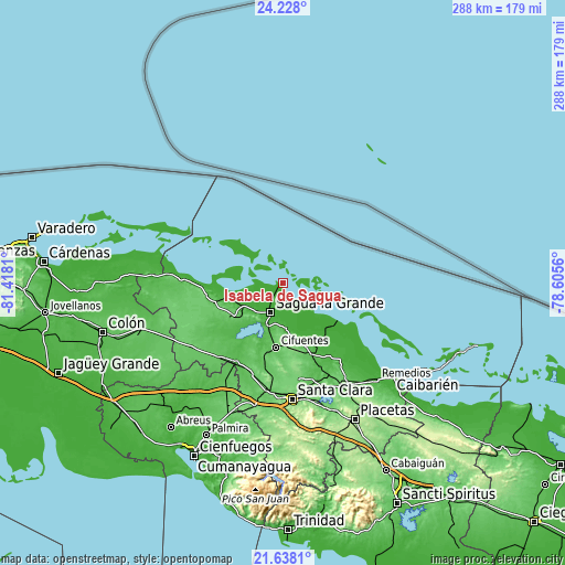Topographic map of Isabela de Sagua