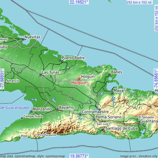 Topographic map of Holguín