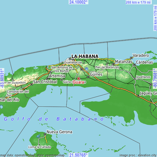 Topographic map of Guara