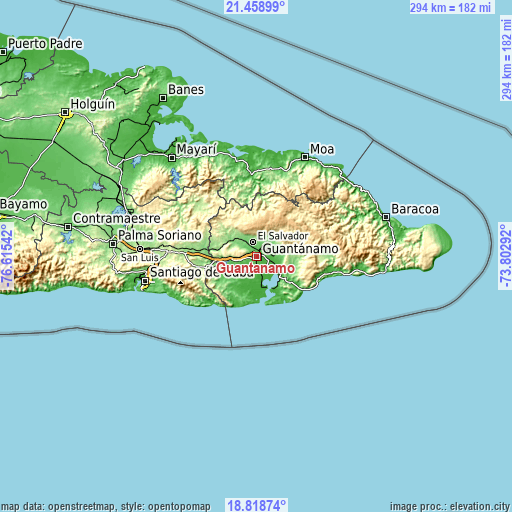 Topographic map of Guantánamo