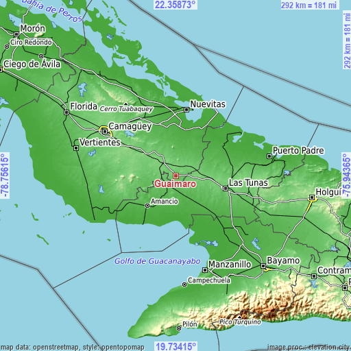 Topographic map of Guáimaro