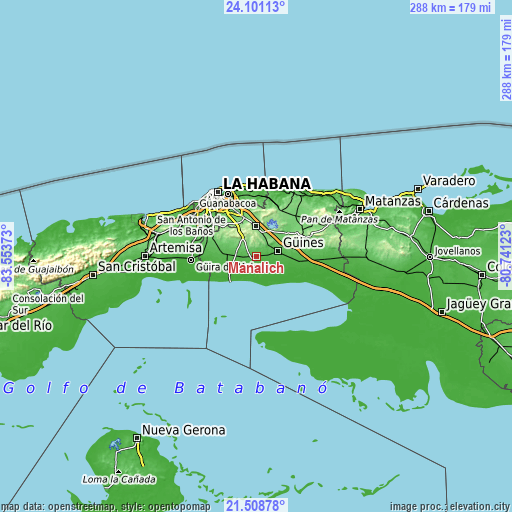 Topographic map of Mañalich