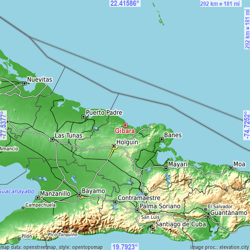 Topographic map of Gibara