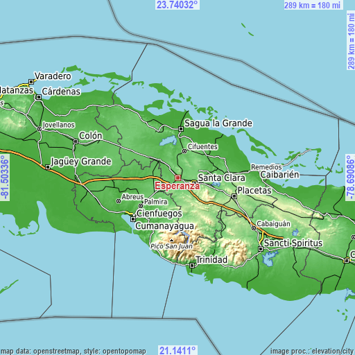 Topographic map of Esperanza