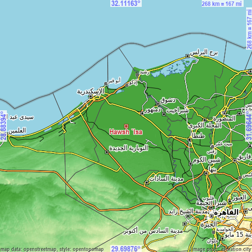 Topographic map of Ḩawsh ‘Īsá