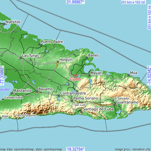 Topographic map of Cueto