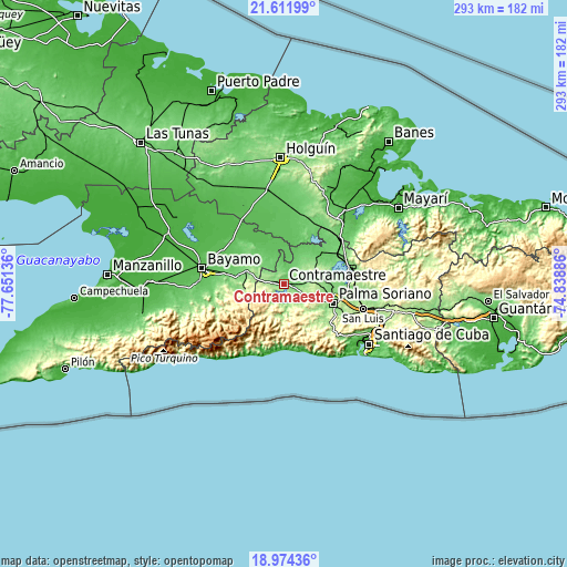 Topographic map of Contramaestre