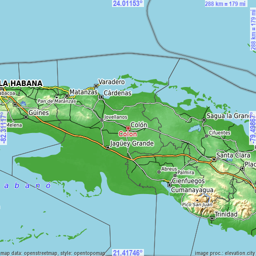 Topographic map of Colón