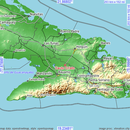 Topographic map of Cauto Cristo