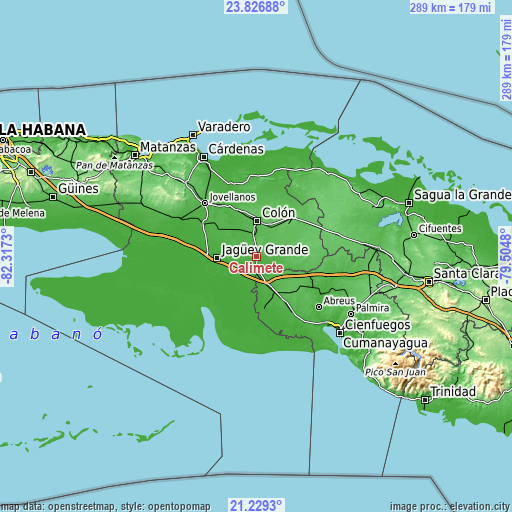 Topographic map of Calimete