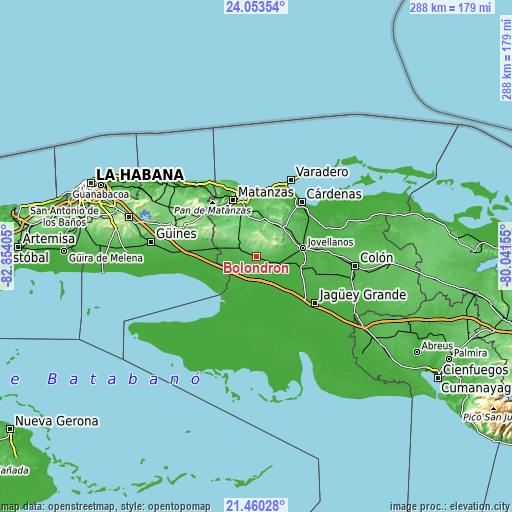 Topographic map of Bolondrón