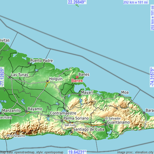 Topographic map of Banes