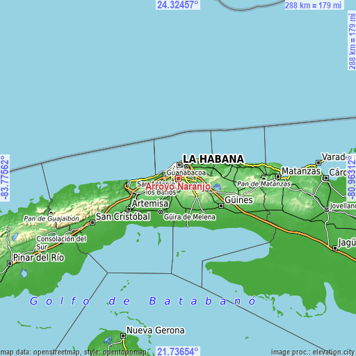 Topographic map of Arroyo Naranjo