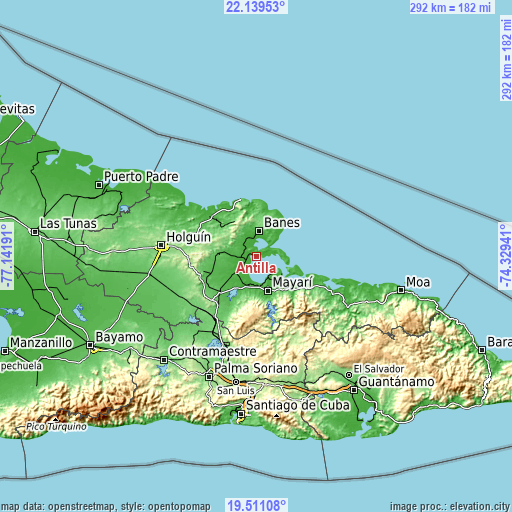 Topographic map of Antilla