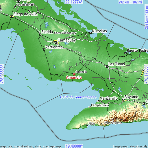 Topographic map of Amancio