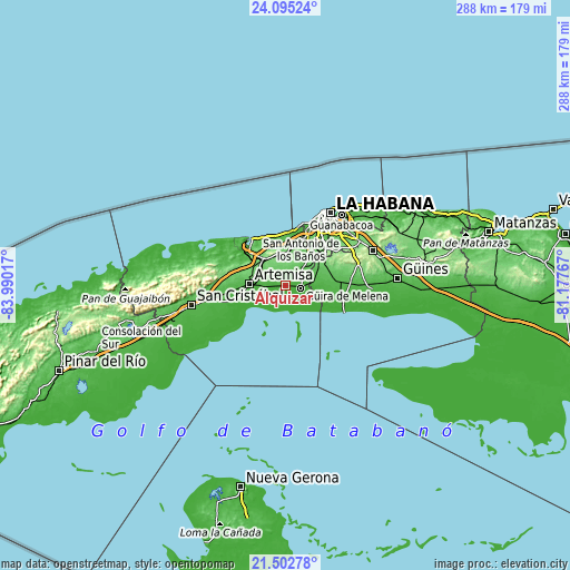 Topographic map of Alquízar