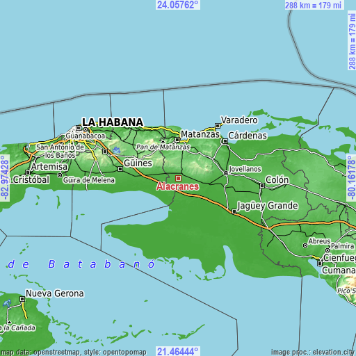 Topographic map of Alacranes