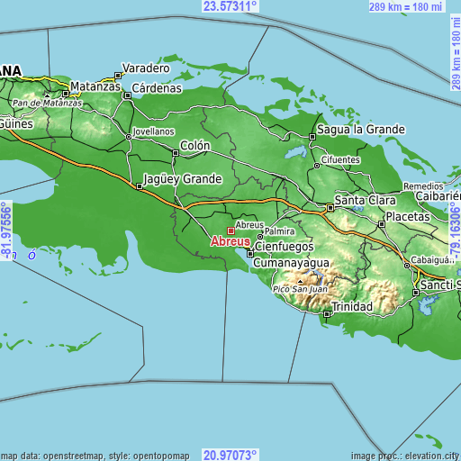 Topographic map of Abreus