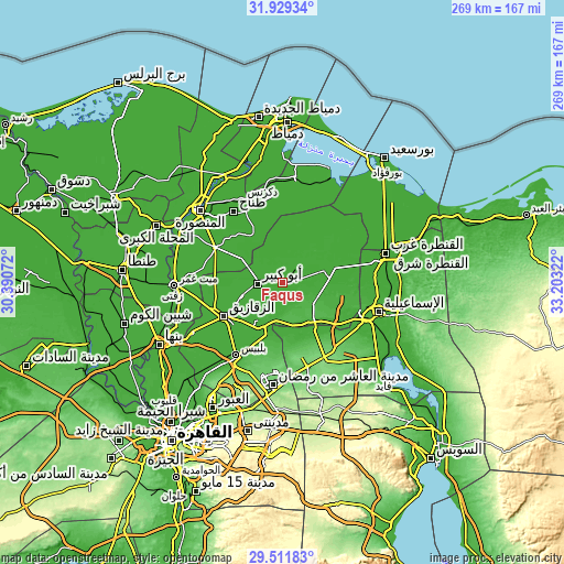 Topographic map of Fāqūs