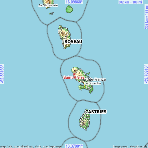 Topographic map of Saint-Pierre