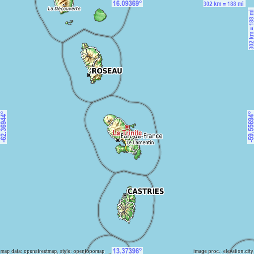 Topographic map of La Trinité