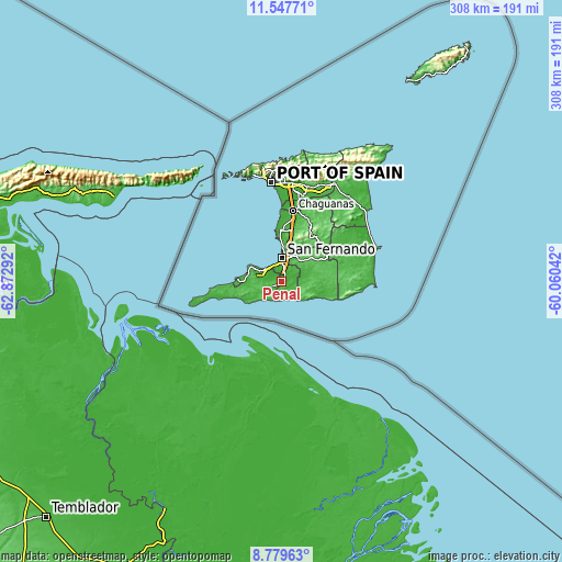 Topographic map of Peñal