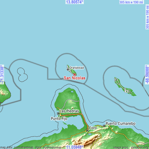 Topographic map of San Nicolas