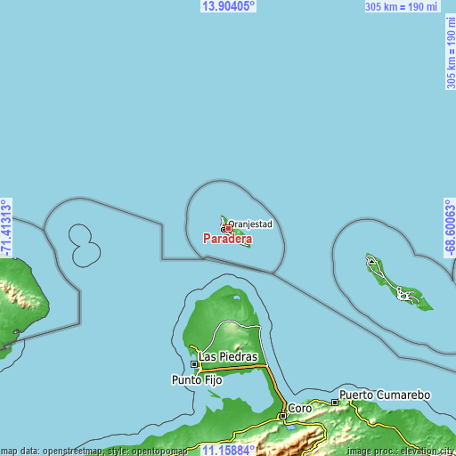 Topographic map of Paradera
