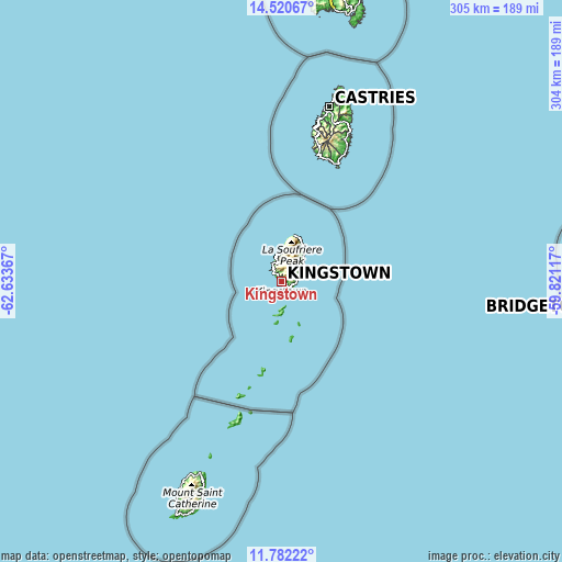Topographic map of Kingstown