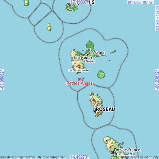Topographic map of Petites Anses