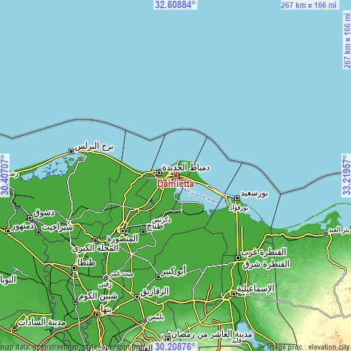 Topographic map of Damietta