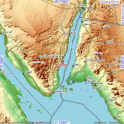 Topographic map of Dahab