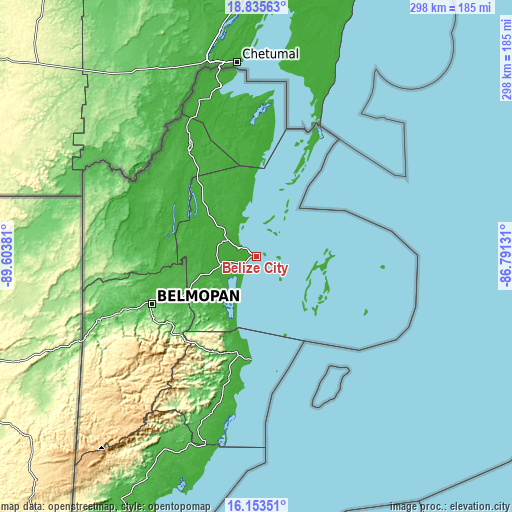 Topographic map of Belize City