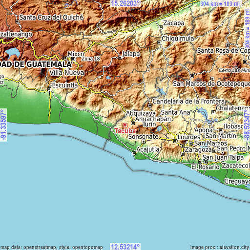 Topographic map of Tacuba