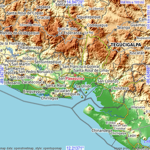 Topographic map of Pasaquina