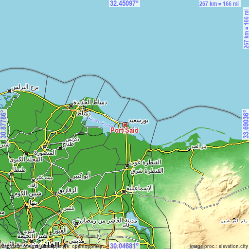 Topographic map of Port Said